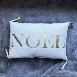 NWT Festive Tassel Noel Holiday Pillow - White and Gold